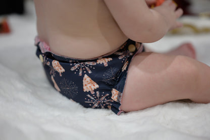 Shimmering Snowflake Symphony -Legacy Ruffled Elastic Pocket Diaper